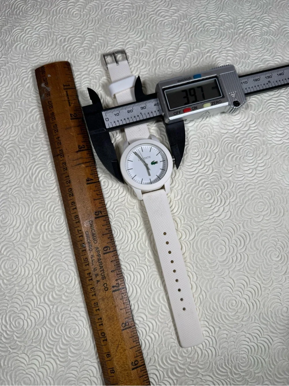 Lacoste 12.12 White Quartz Silicone Pique Strap Watch